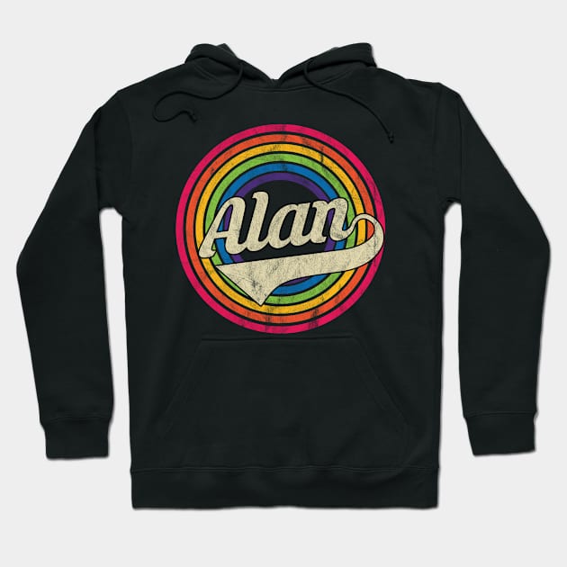 Alan - Retro Rainbow Faded-Style Hoodie by MaydenArt